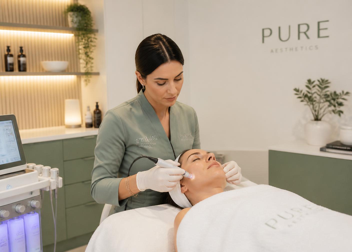 Cosmetologist performing a professional facial treatment